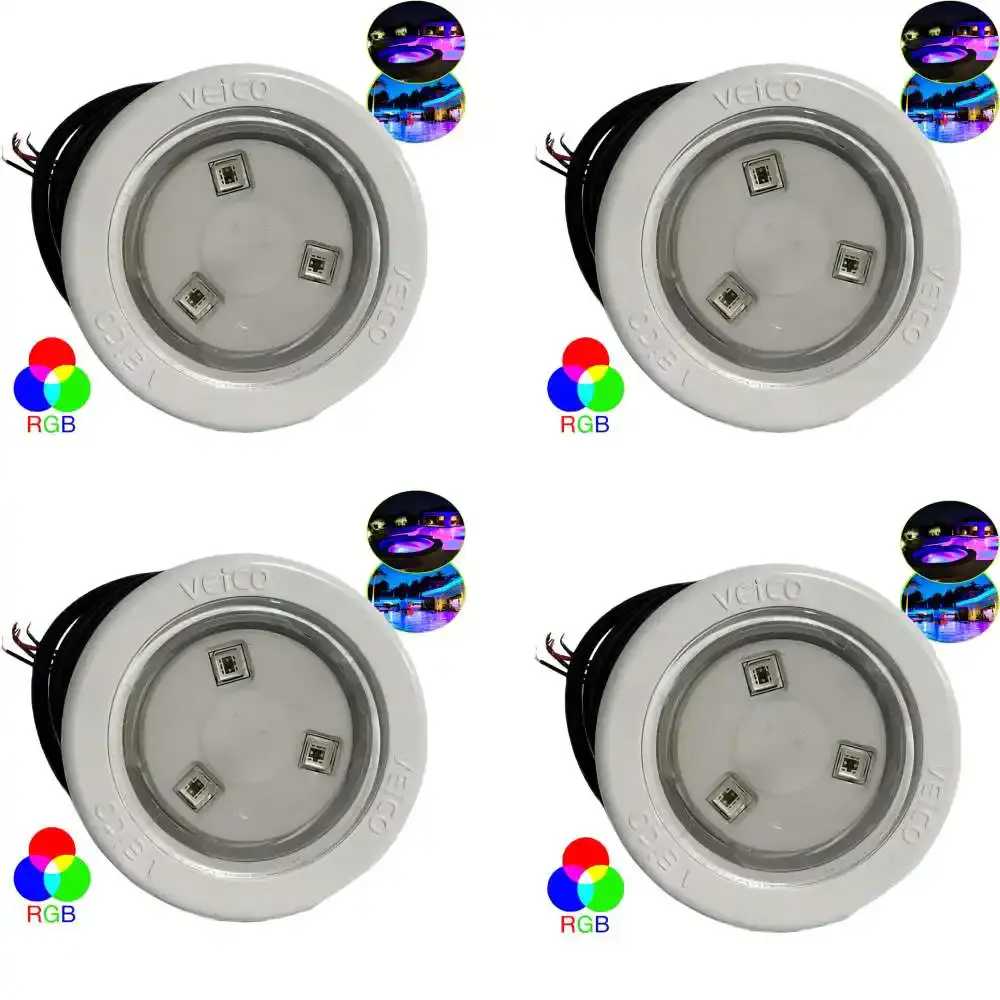 Refletor LED RGB 4.5W para piscinas de fibra 4 unidades 124025 Fluidra — fotografia de referência