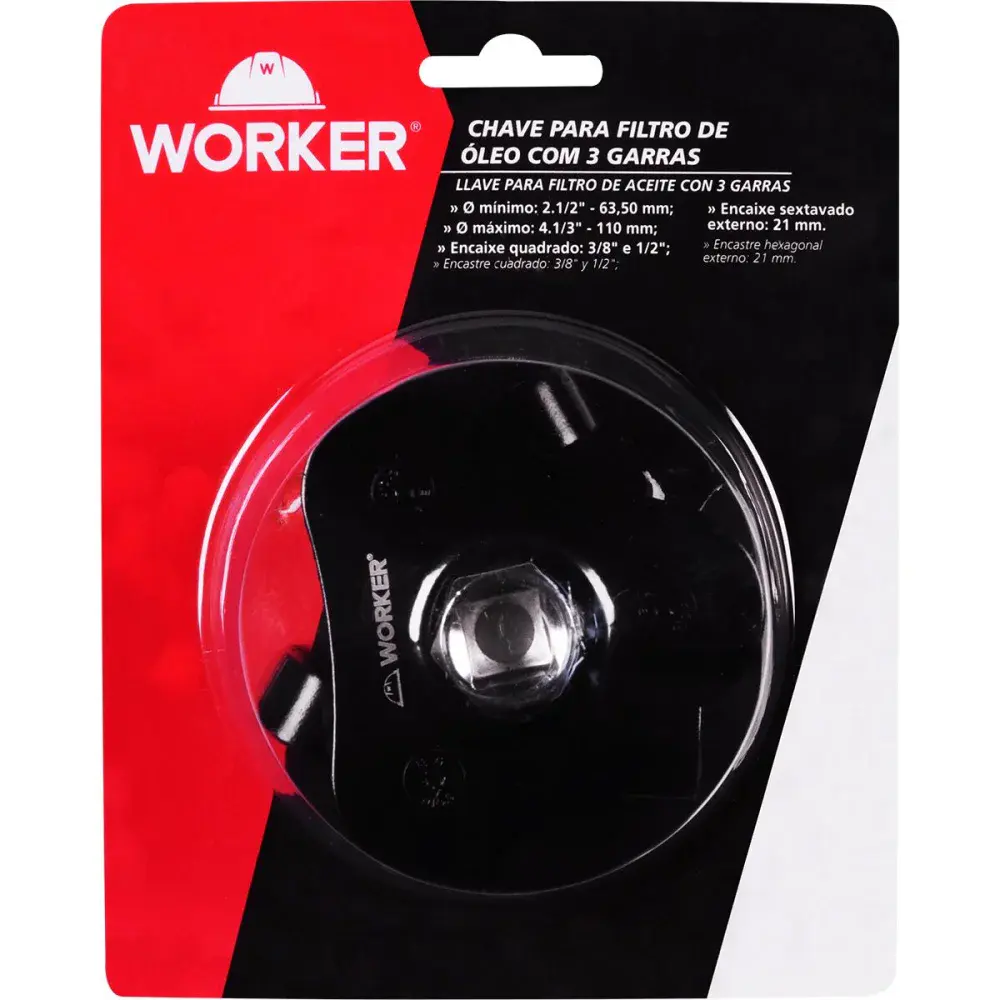 Chave para filtro de óleo com 3 garras 2.1/2” a 4.1/3” Worker — fotografia 5