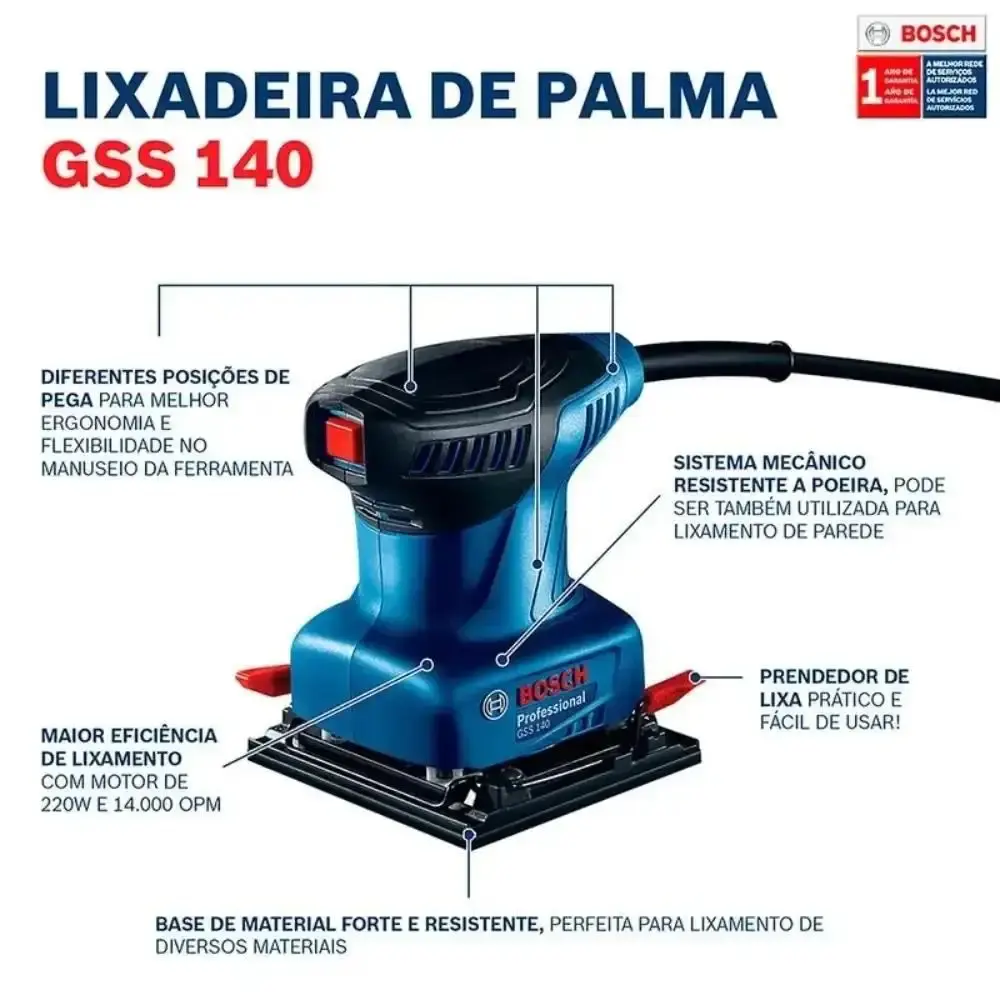 Lixadeira orbital GSS140 e kit de brocas 33 peças com bolsa mini e bolsa freedom concept Bosch 220 V — fotografia 8