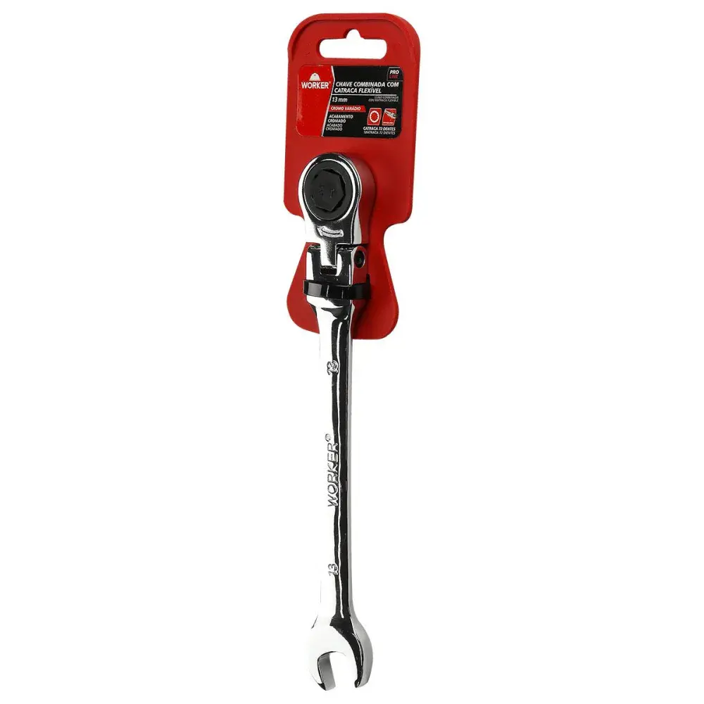 Chave combinada com catraca e cabeça flexível 13MM Worker — fotografia de referência