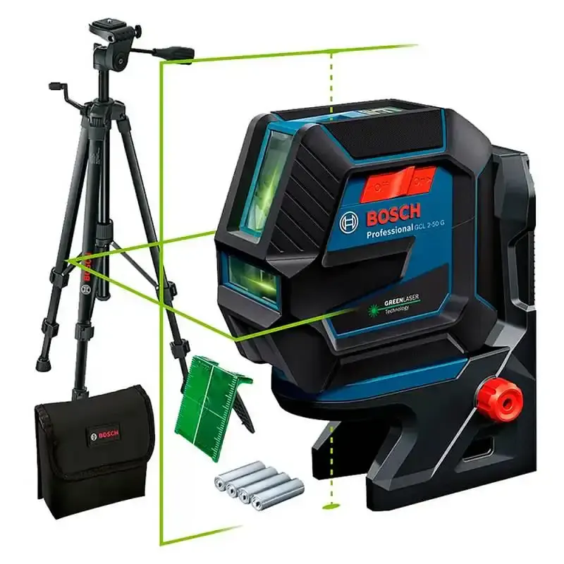 Nível à laser de linhas verdes com tripé e acessórios GCL 2-50G 0601.066.M01 Bosch — fotografia de referência