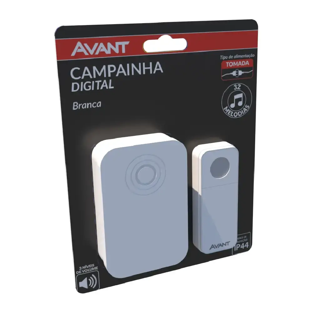 Campainha digital de tomada sem fio bivolt branco Avant — fotografia 4