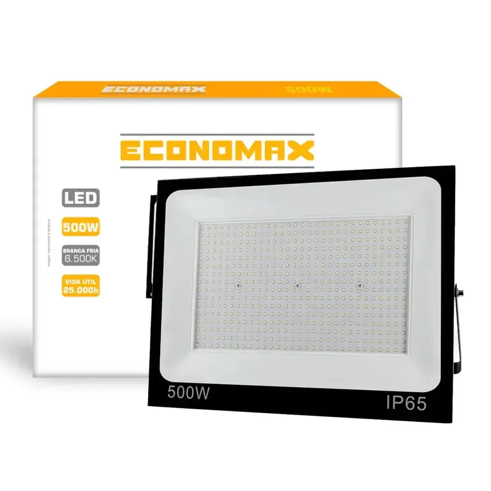 Refletor led 500W bivolt preto Economax