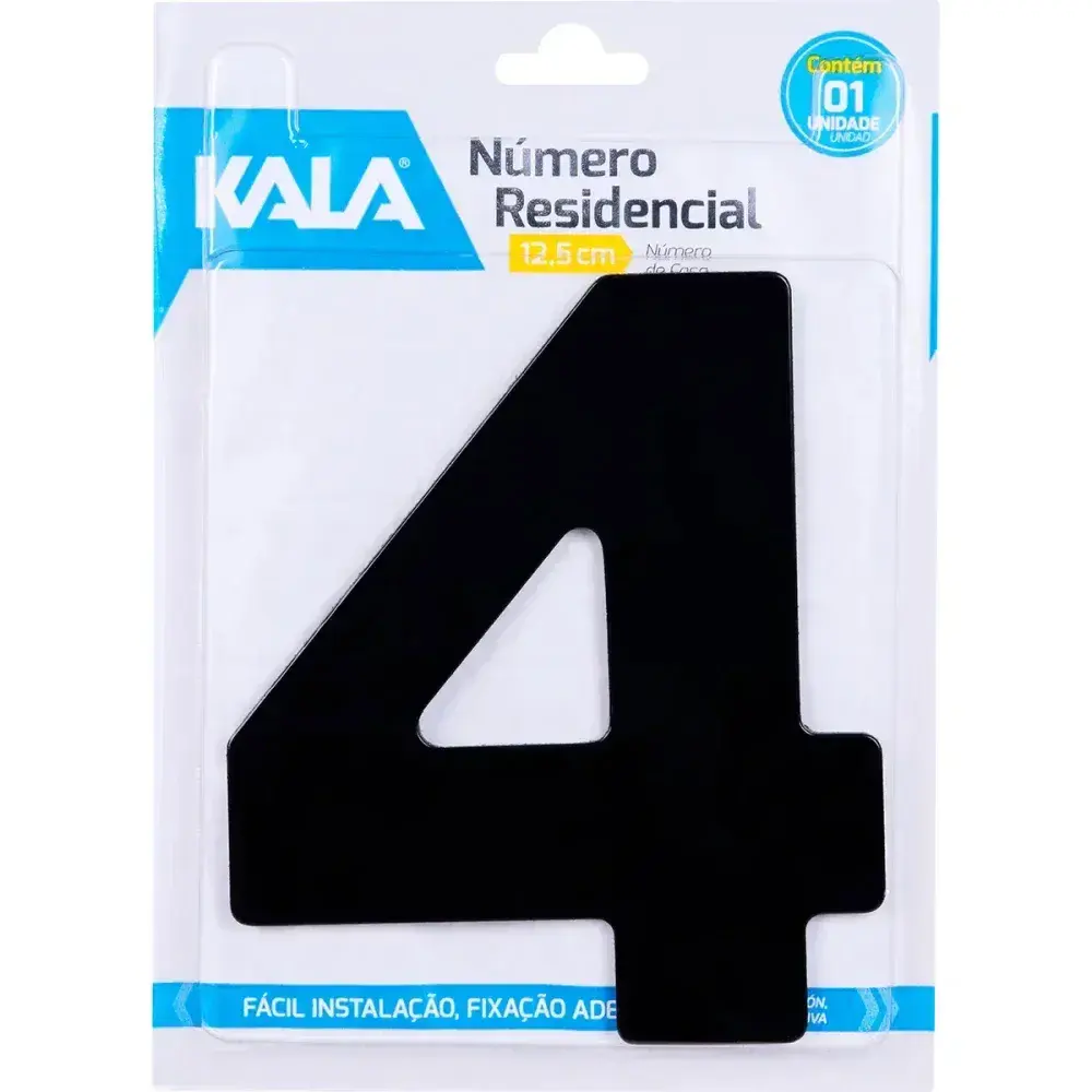 Número residencial N°4 preto 12,5CM Kala — fotografia 4