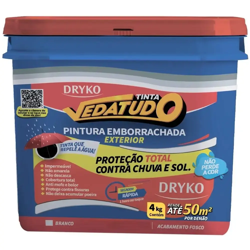 Tinta emborrachada branca 4 KG vedatudo Dryko — fotografia de referência