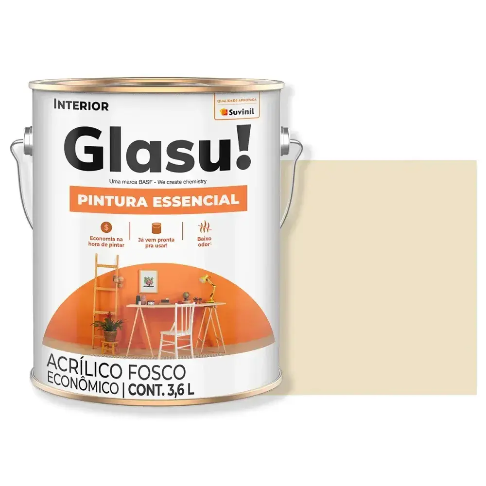 Tinta acrílica essencial fosco areia 3,6L glasu Suvinil Glasu! — fotografia 2