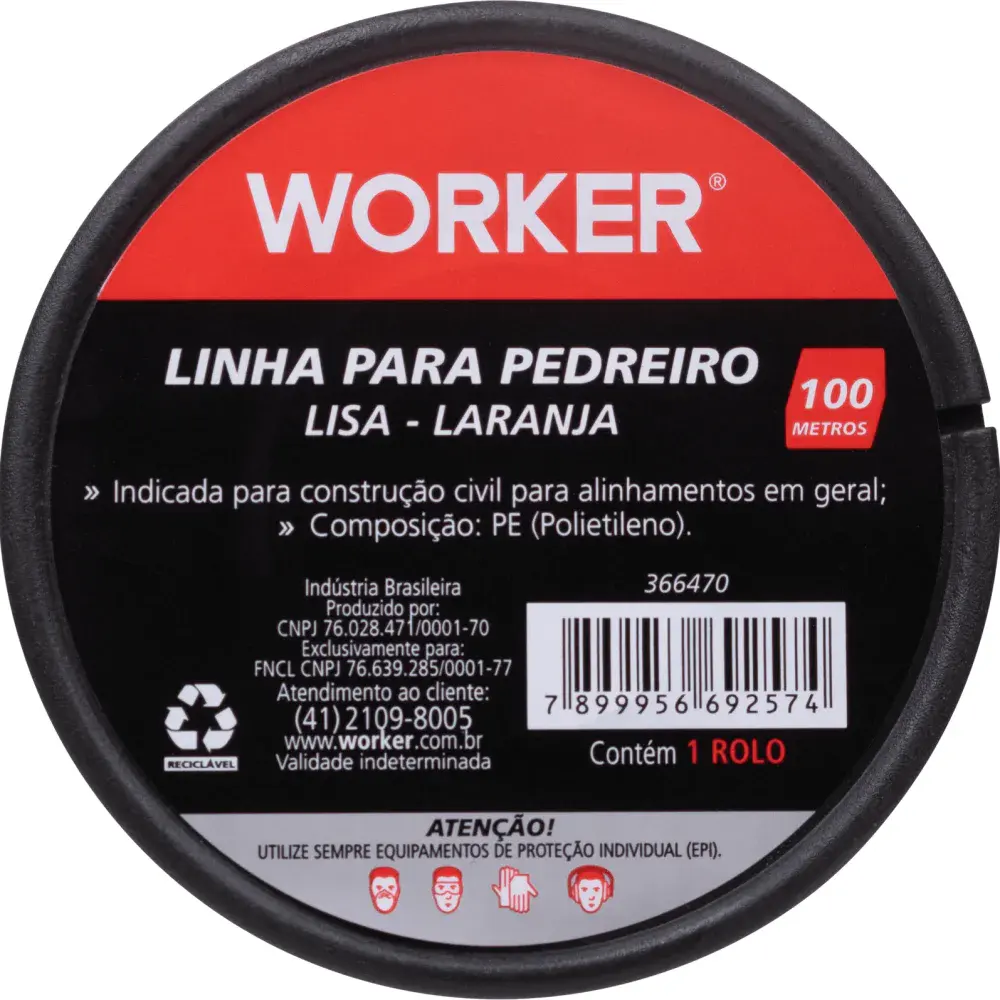 Linha pedreiro laranja lisa 100M Worker — fotografia de referência