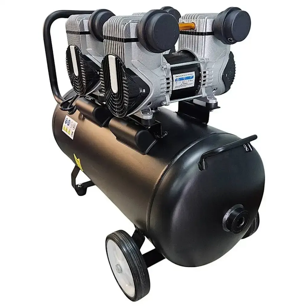 Compressor de ar portátil silencioso 10 pés 1 HP 50 litros isento de óleo 1200X2-50L Compbrasil 220 V — fotografia 4