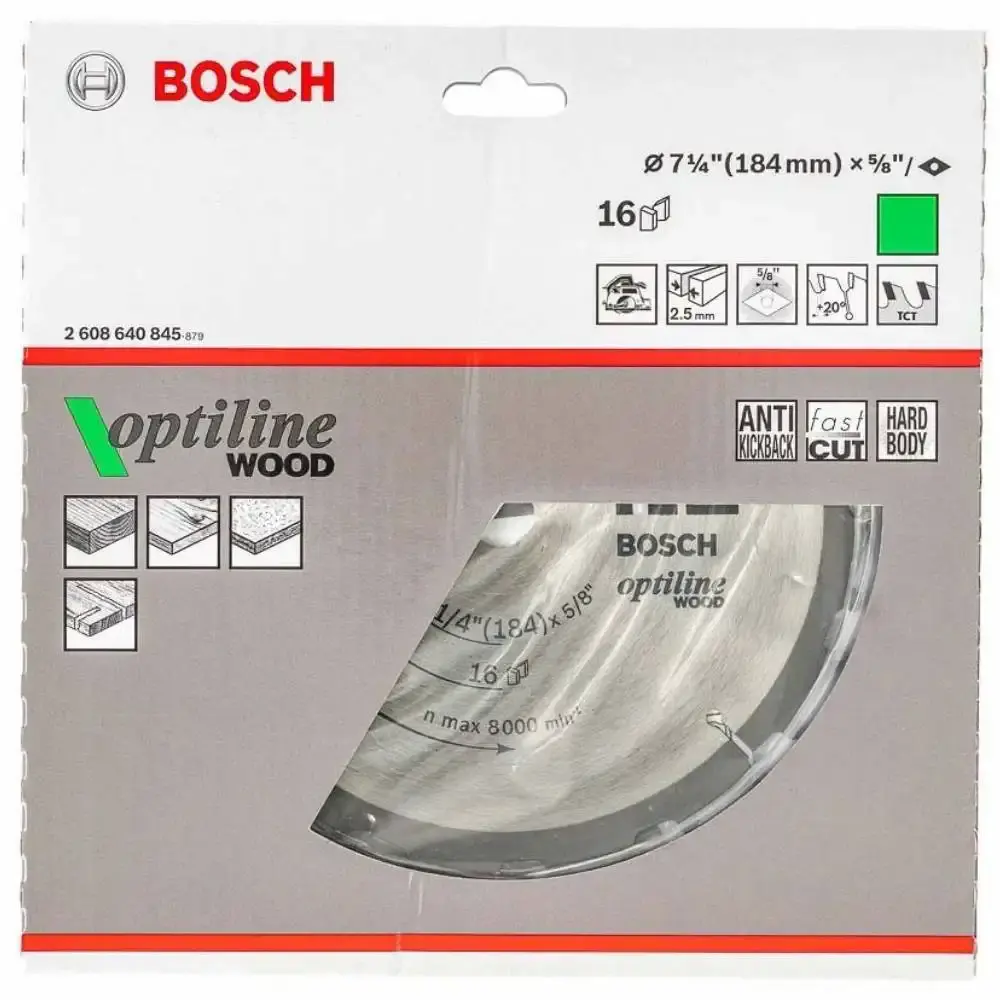 Disco de Corte OptilineWood 184 x 16 MM 16 Dentes BOSCH — fotografia 2