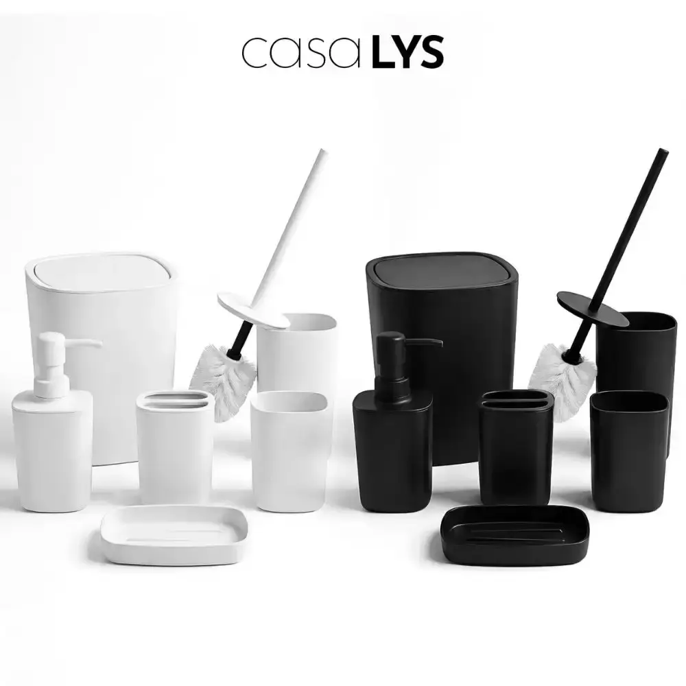 Conjunto de acessórios para banheiro kit com 6 peças minimalista luxo casa LYS Preto — fotografia 2