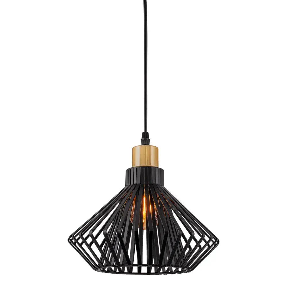 Luminária pendente natexi preto e dourado Kala