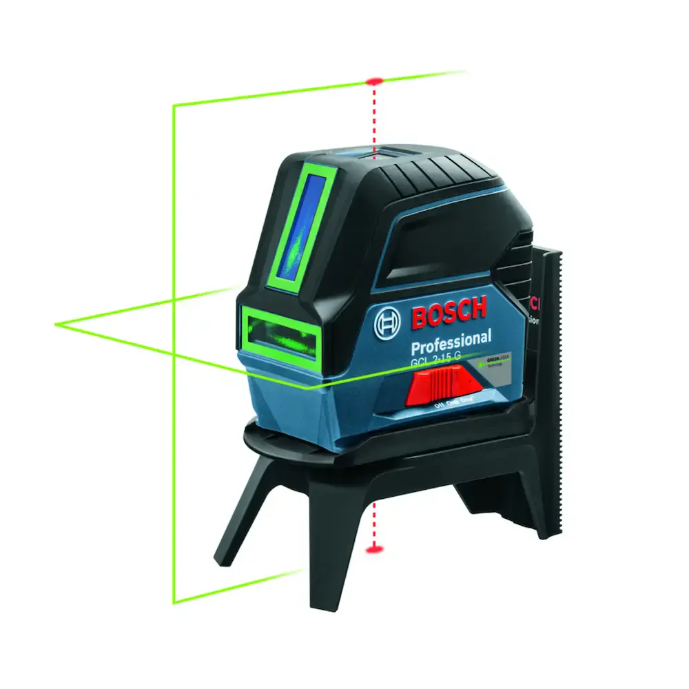 Nível a laser verde Bosch GCL 2-15 G 15m, suporte e maleta — fotografia 4