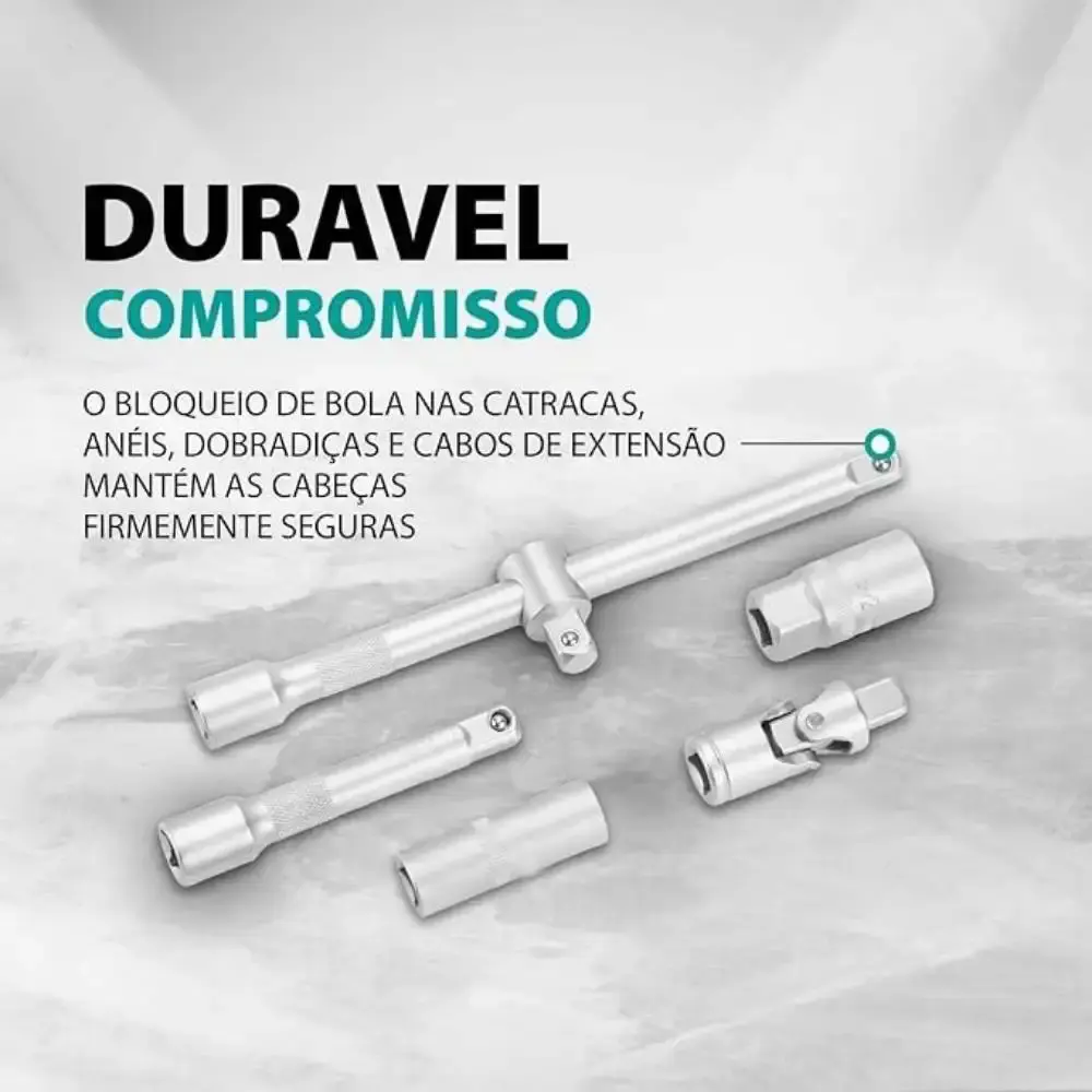 Jogo de soquetes e catraca encaixe 1/2 e 1/4 POL aço cr-v kit com 94 peças Stels — fotografia 5