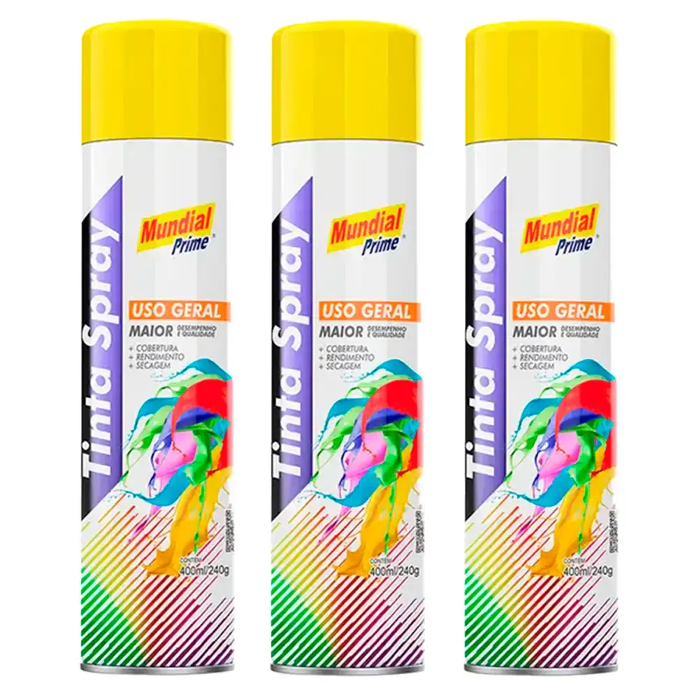 Tinta spray 400ML amarelo bandeira 03 uni mundial prime — fotografia de referência