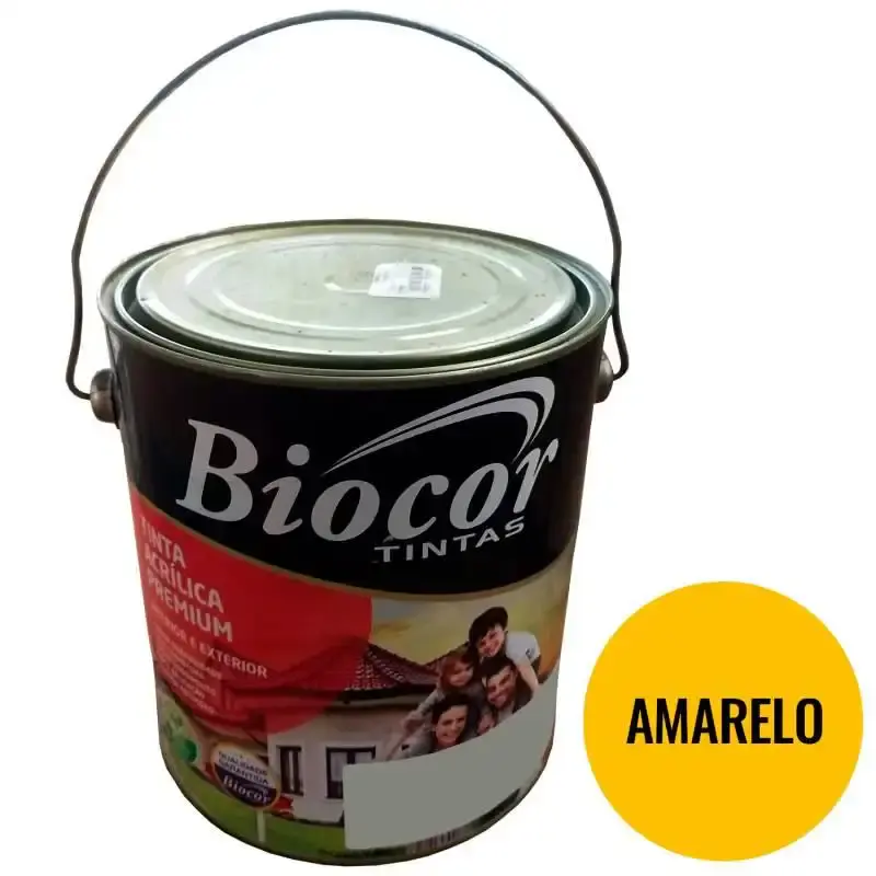 Tinta acrílica premium parede e piso amarelo lata 3.6L biocor — fotografia de referência
