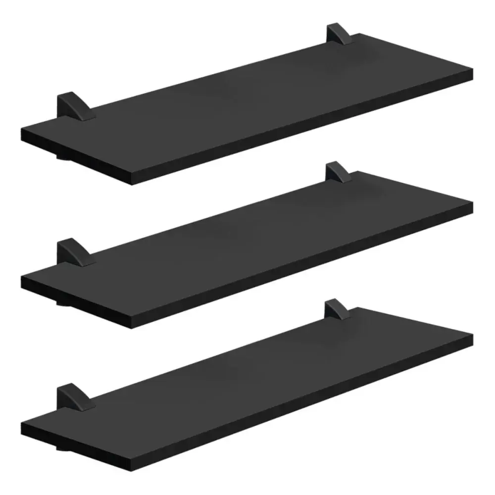 Kit prateleira preto 3 peç 20X60CM Prat-k utilidades