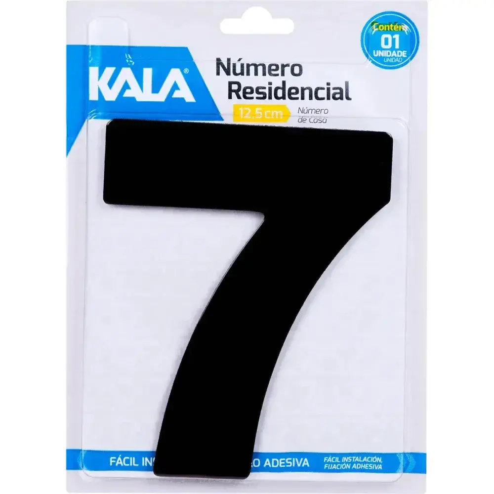 Número residencial N°7 preto 12,5CM Kala — fotografia 4