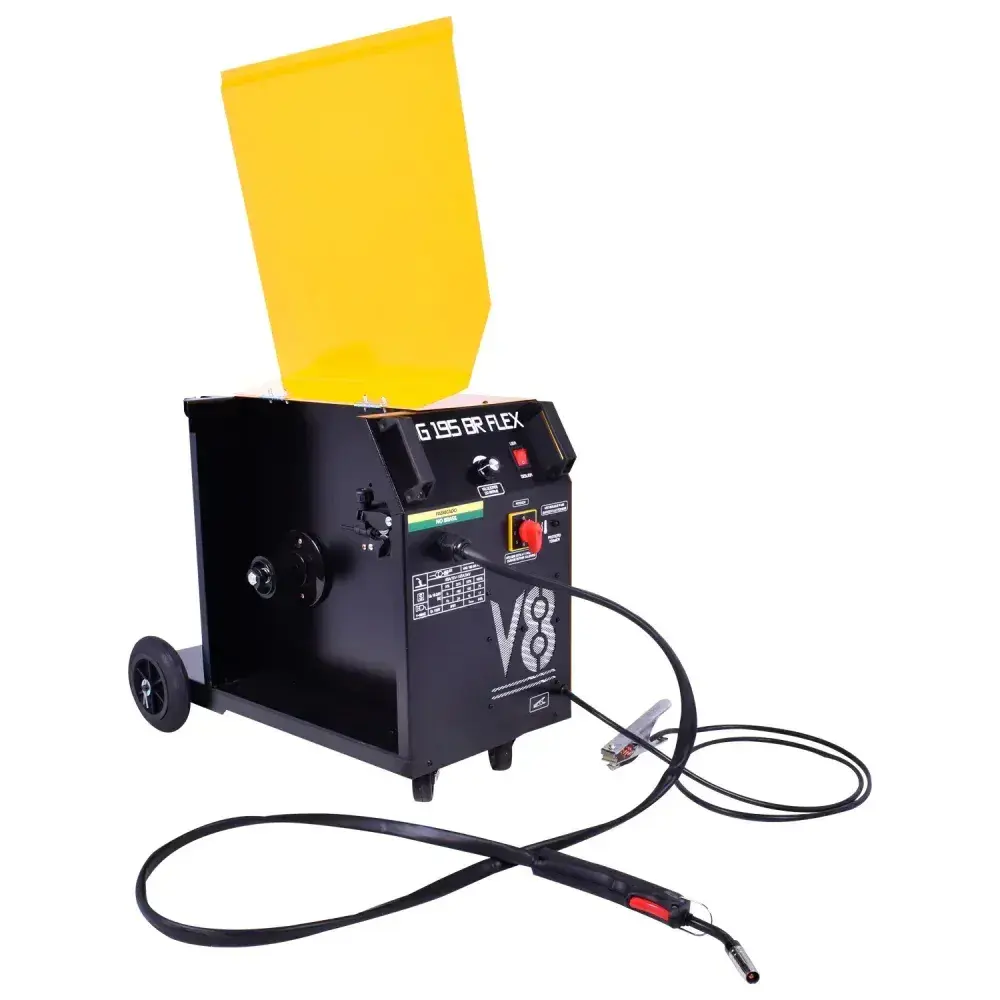 Máquina de solda mig flex 195A com tocha 6,2KVA 0,8MM 220V V8 brasil — fotografia 7