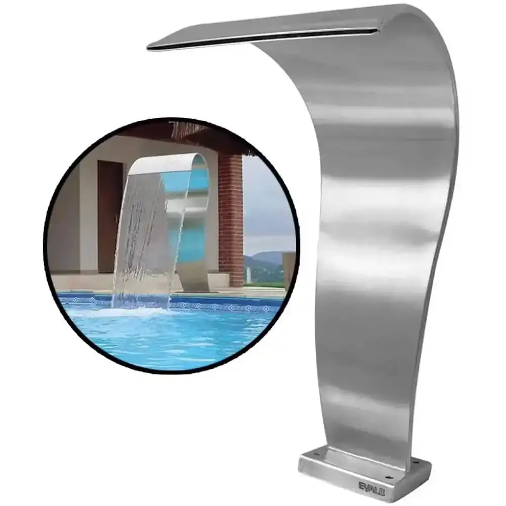 Cascata Piscina 80 x 40 CM em Aço Inox Legítimo Naja Média EVALD — fotografia 2
