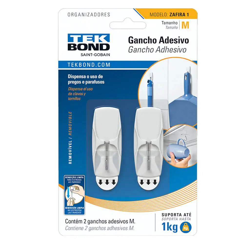 Gancho adesivo para casa zafira m multiuso 20801000603 Tekbond — fotografia de referência