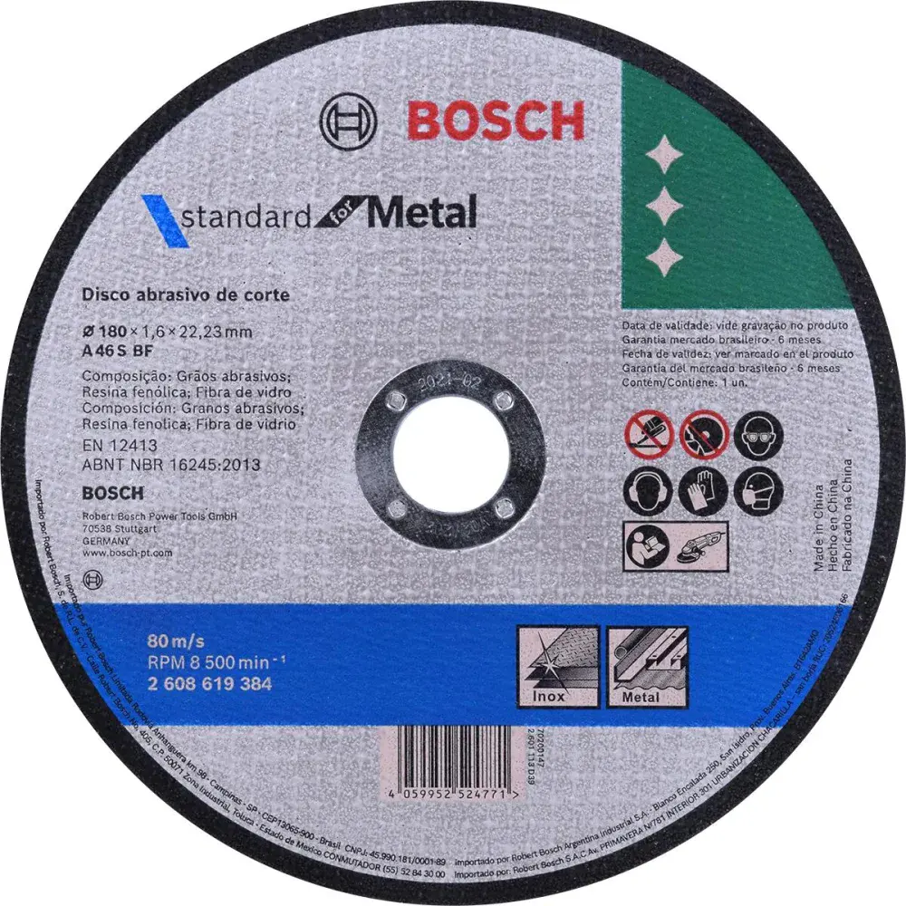 Disco abrasivo corte para metal inox grão 46 7 7/8 inox Bosch — fotografia de referência