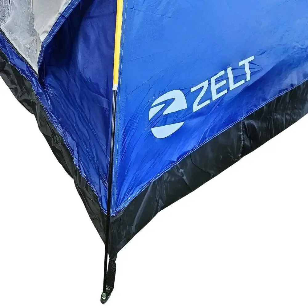 Barraca iglu camping para 4 pessoas 2,10 m com colchão inflável de casal azul Zelt — fotografia 10