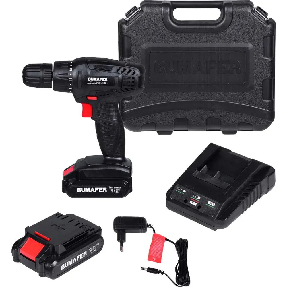 Parafusadeira furadeira a bateria 13AH 10MM 18V bivolt Bumafer — fotografia de referência