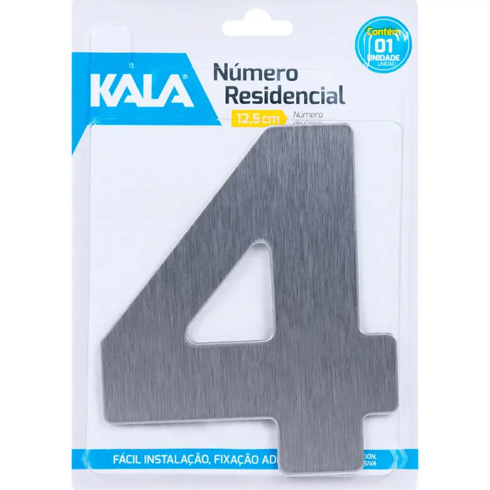 Número residencial N°4 aço escovado 12,5CM Kala — fotografia de referência