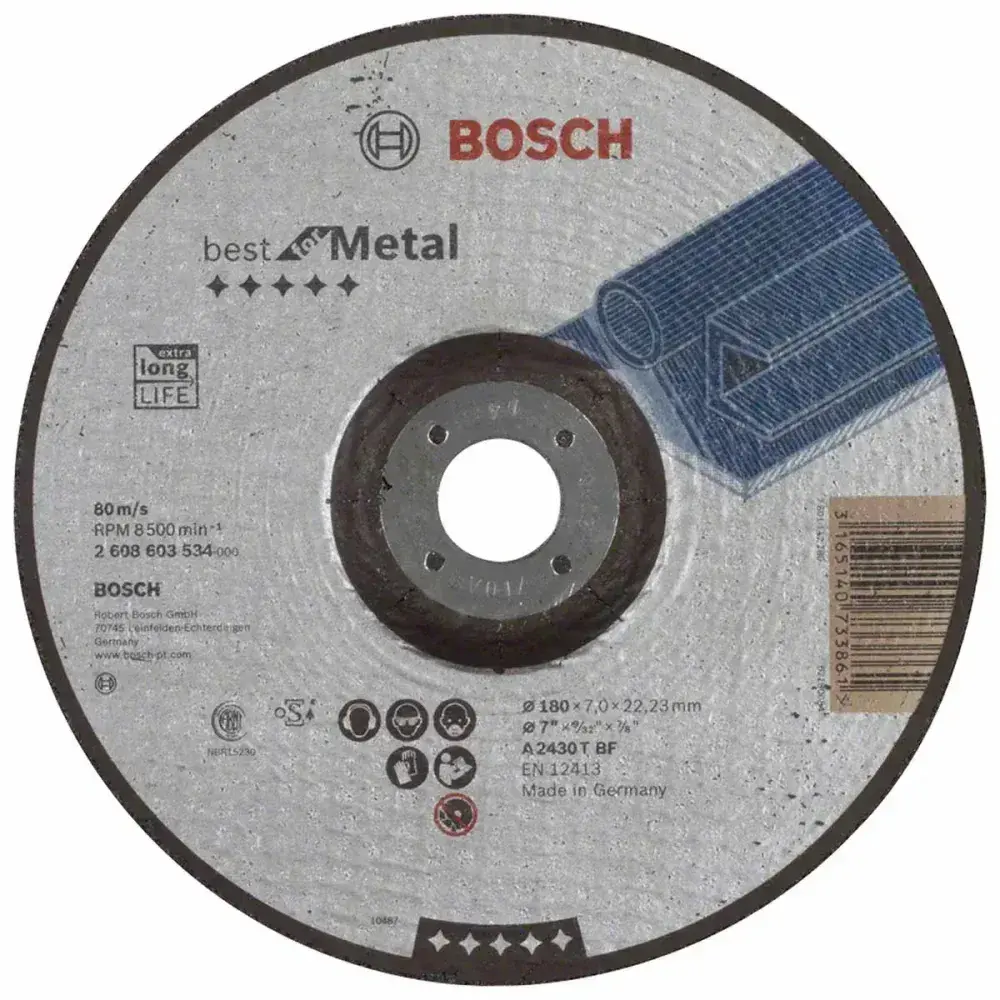 Disco de desbaste metal centro deprimido 180MM 7MM Bosch — fotografia 2