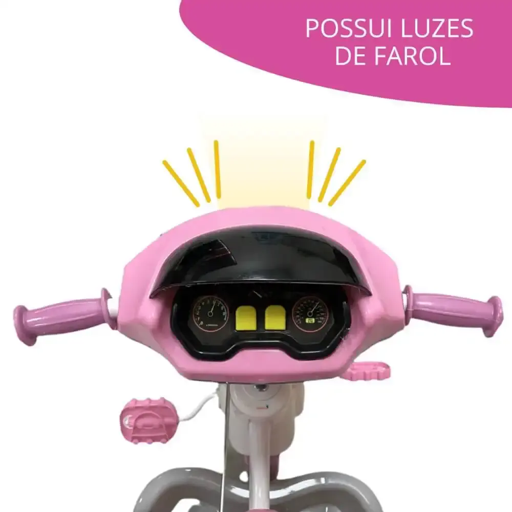 Triciclo motoca infantil passeio rosa com empurrador e cobertura BW003-R ImportWay — fotografia 10