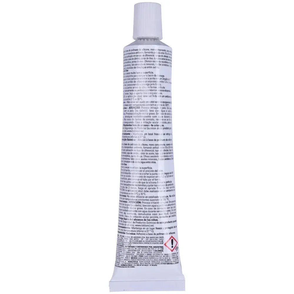 Silicone de alta temperatura cinza blister 50GR Tekbond — fotografia 8