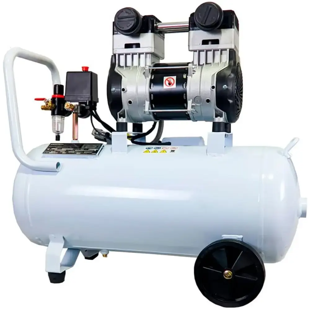 Compressor de ar portátil 10,6 pés 2 HP 50 litros silencioso isento de óleo 1500-50L Compbrasil 220 V — fotografia 3