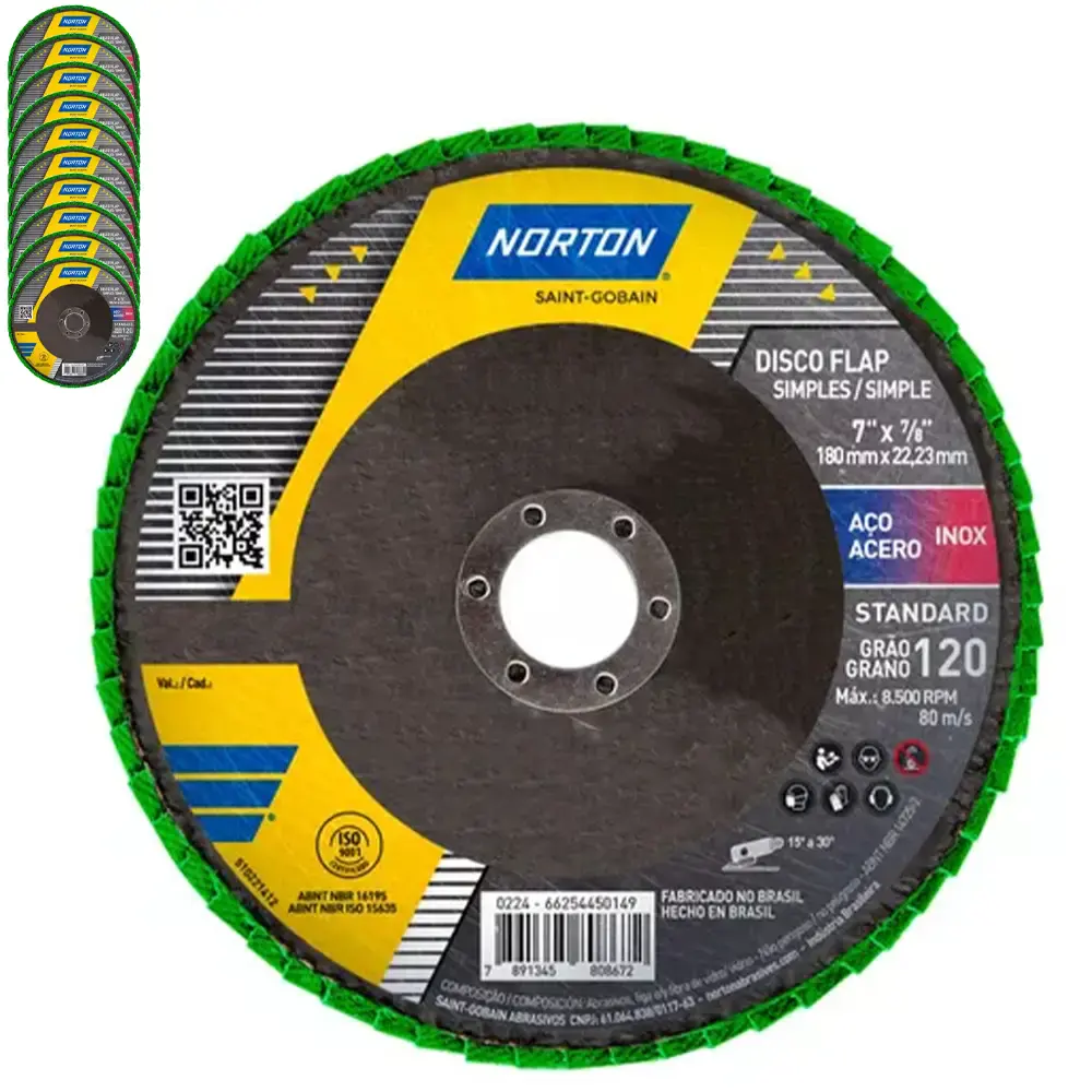 Disco flap 7 POL grão 120 standard 10 unidades Norton