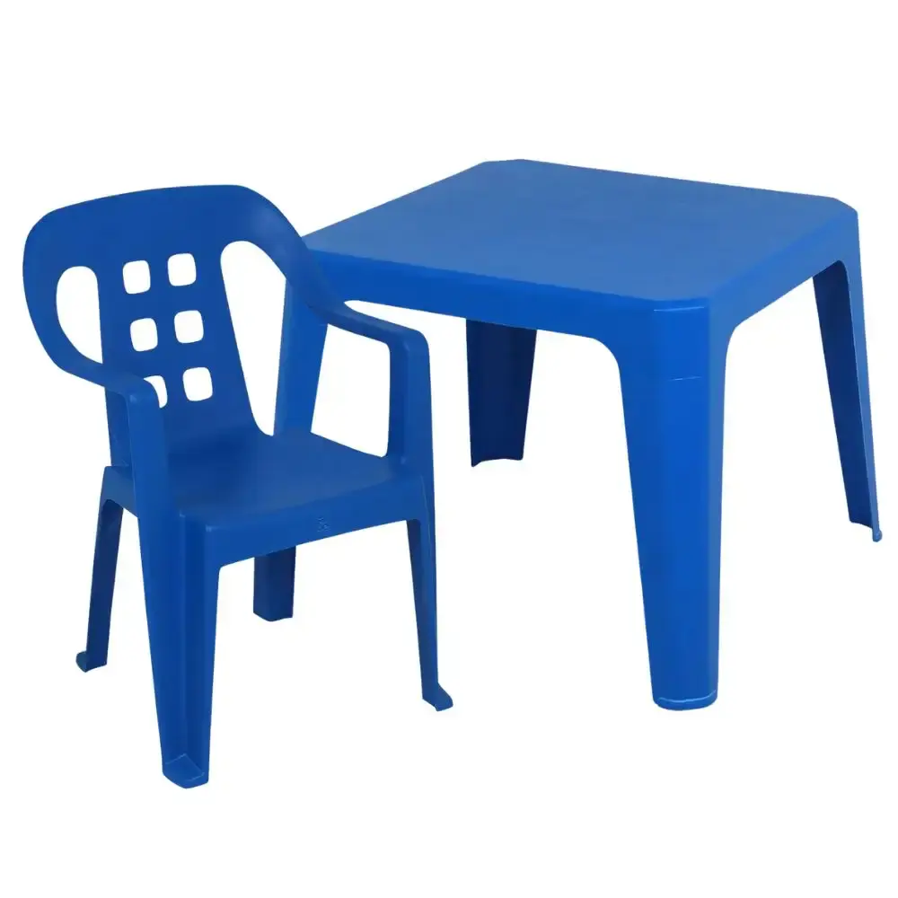 Mesa Play Infantil 61 x 46cm Azul com 4 Cadeiras de Plástico Infantil Azul BEL — fotografia 2