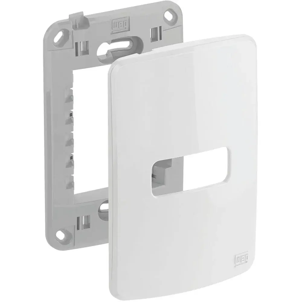 Conjunto placa e suporte 4X2 1P horizontal branco da WEG — fotografia de referência