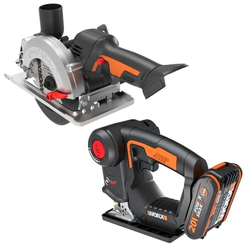 Serra multiuso tico tico 20V com serra circular MAX worksaw worx Positec — fotografia 2