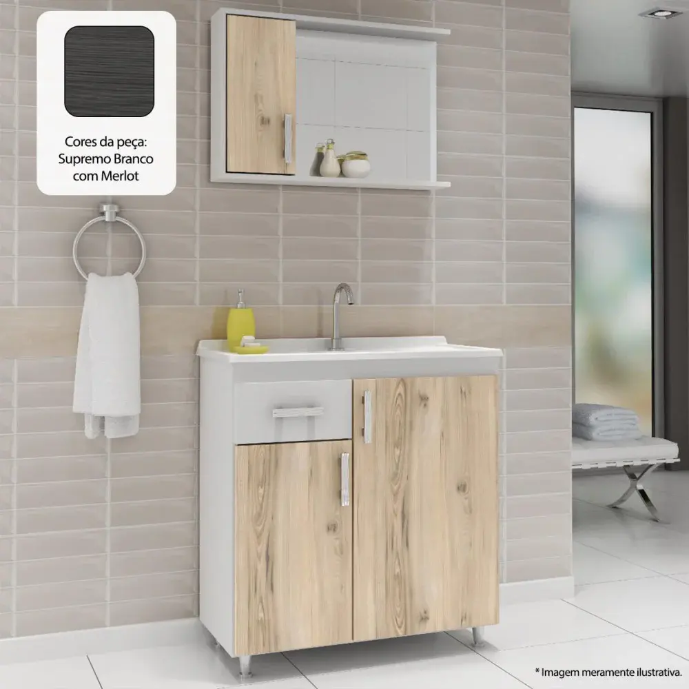 Gabinete para banheiro prisma com espelheira supremo/merlot Balcony