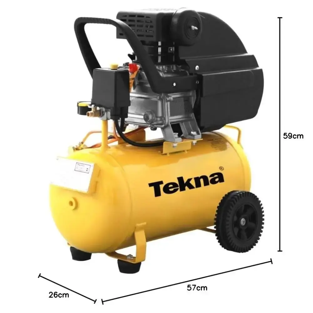 Compressor de ar 2,5HP 8 pés 43 litros lubrificado com kit multiuso 6 peças Tekna 110 V — fotografia 12
