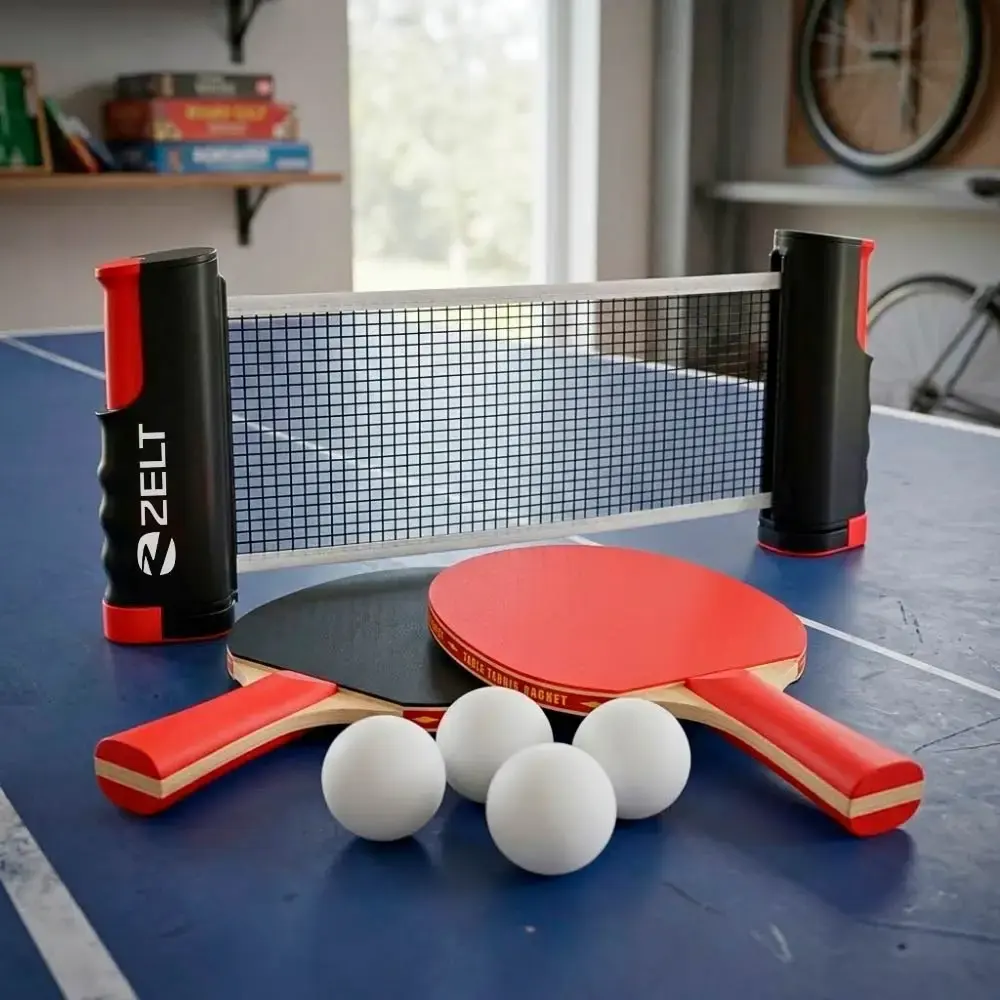 Kit raquete ping pong profissional com rede retrátil e 4 bolinhas zt-kpp Zelt — fotografia 8