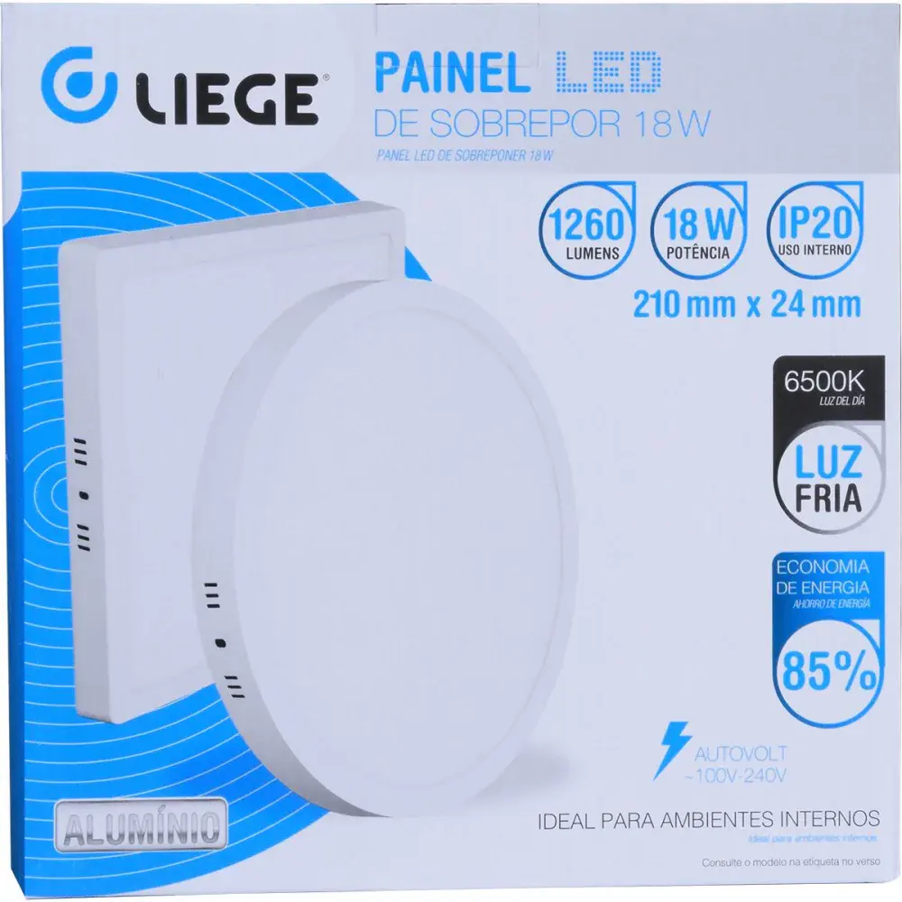 Painel de led redondo sobrepor 18W branco biv Liege — fotografia 3