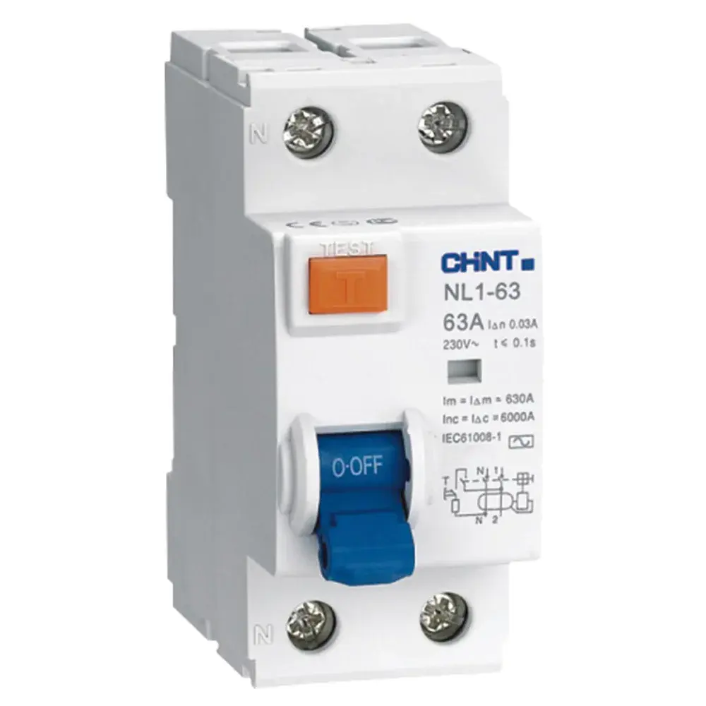 Interruptor dr 63A 2P NL163 30MA ca 6KA Chint — fotografia de referência