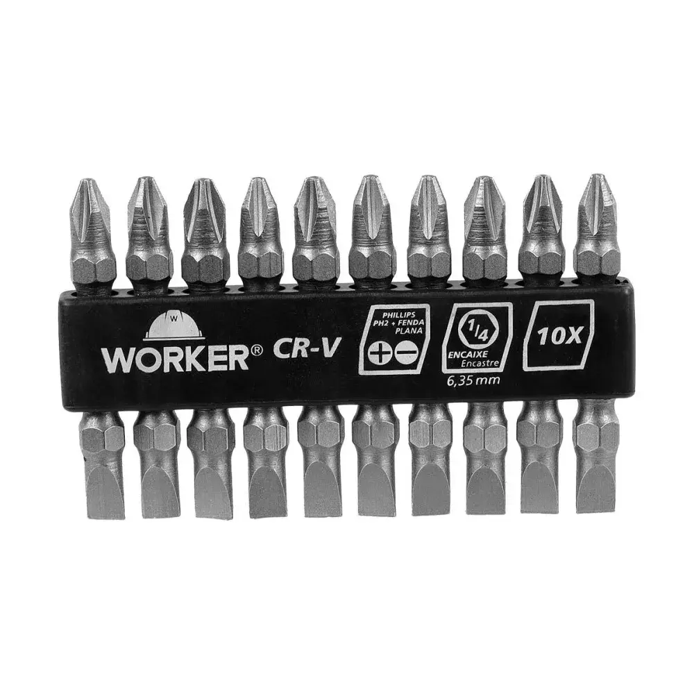 Bits para parafusadeira PH2 2 - 50,8MM 10 unidades Worker