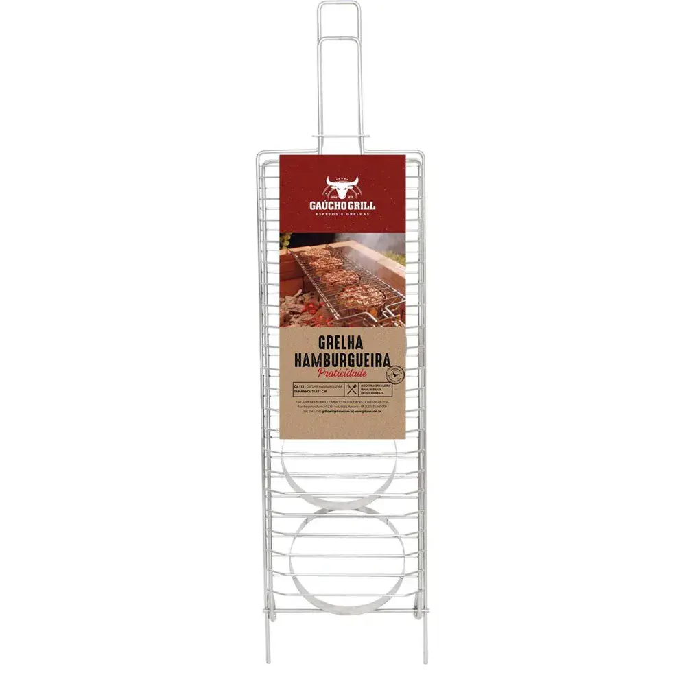 Grelha hamburgueira cromado 15X41CM Grilazer