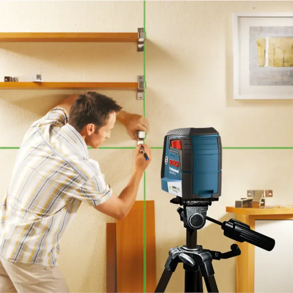 Nível Laser Verde Bosch GLL 2-12 G Alcance 12 metros com Suporte — fotografia 8