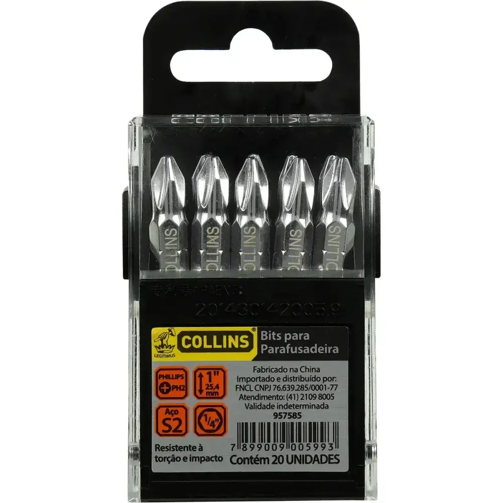 Bits PH2 1/4” ponta phillips dupla para parafusadeiras Collins — fotografia 6