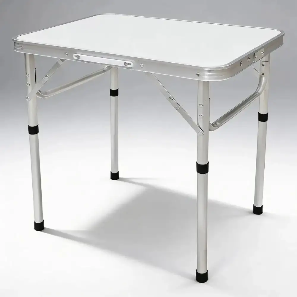 Mesa dobrável vira maleta camping de alumínio 60X45CM branca 2 níveis de altura Zelt — fotografia 3