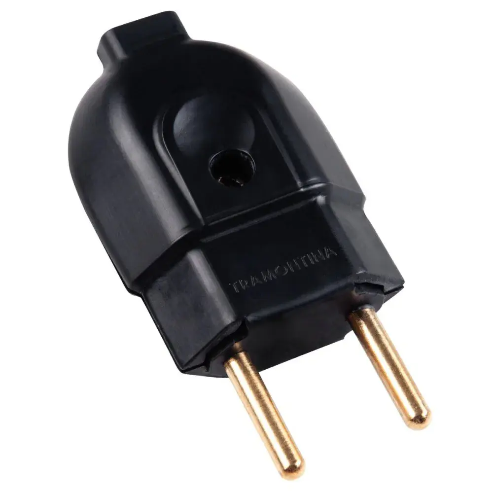 Plugue macho 2P 20A 250V preto Tramontina — fotografia de referência