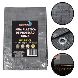 Lona Carreteiro 100 Micras Leve 6 x 4 Metros Cinza IWLP64TR IMPORTWAY — fotografia 2