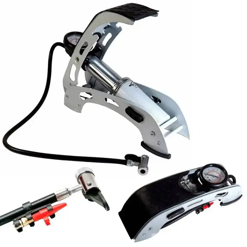 Bomba para encher pneus com pedal e manômetro 8419 premium Brasfort
