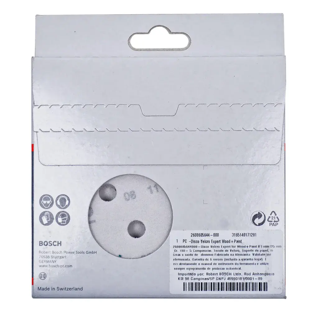 Lixa disco velcro para madeira 5 peç 125MM G180 Bosch — fotografia 5